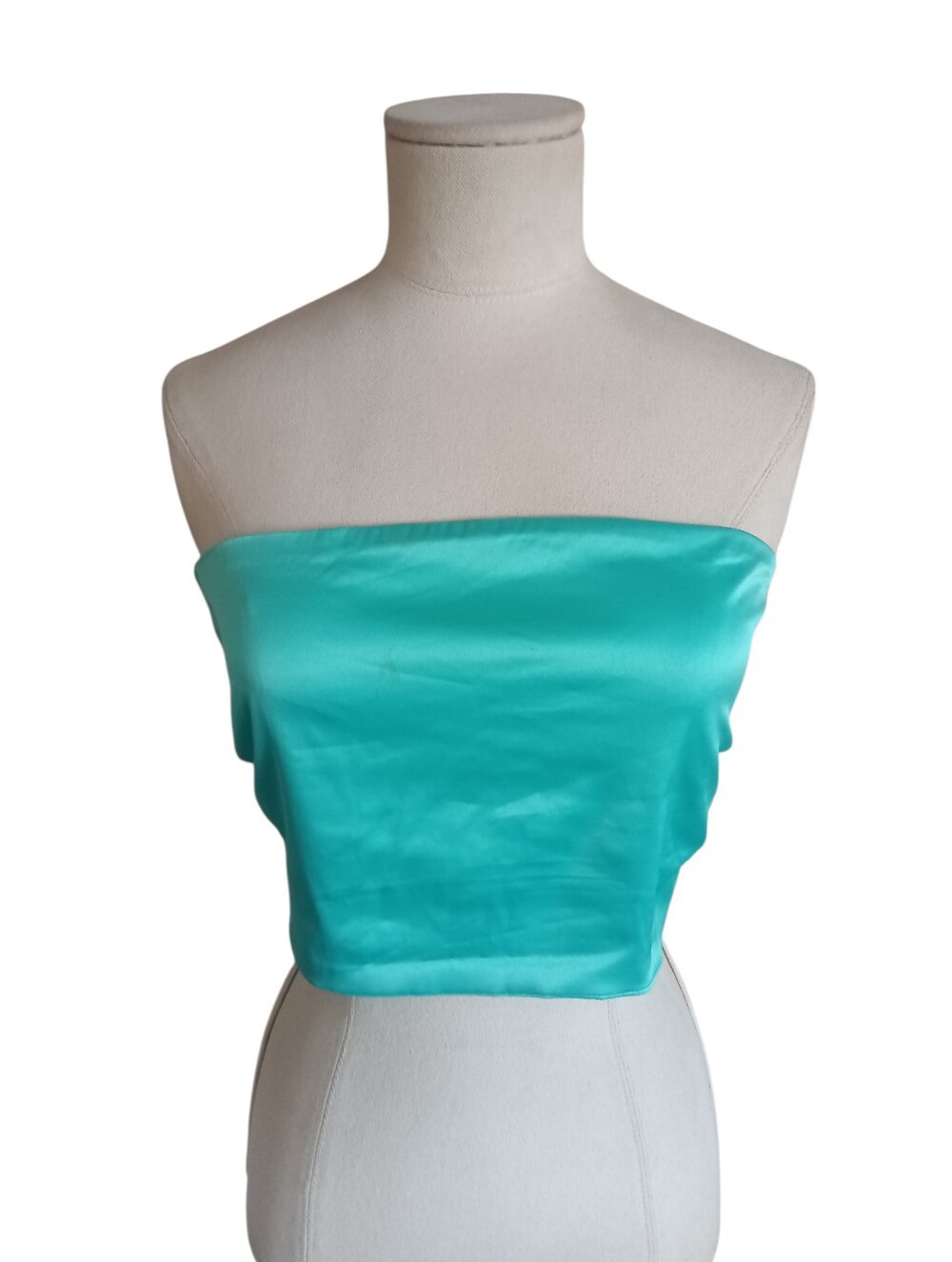 NWOT Intimately Free Vibrant Teal Satin Strapless Wraparound Tube Top Size S